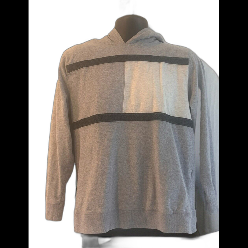 Tommy Hilfiger Color Block Lightweight Hoodie Kids XL Gray Y2K Nautical Academia